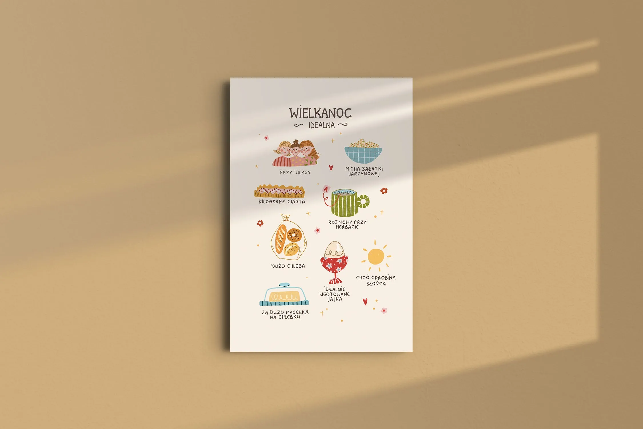 Zbliżenie na kolorowe detale wielkanocnej ilustracji.